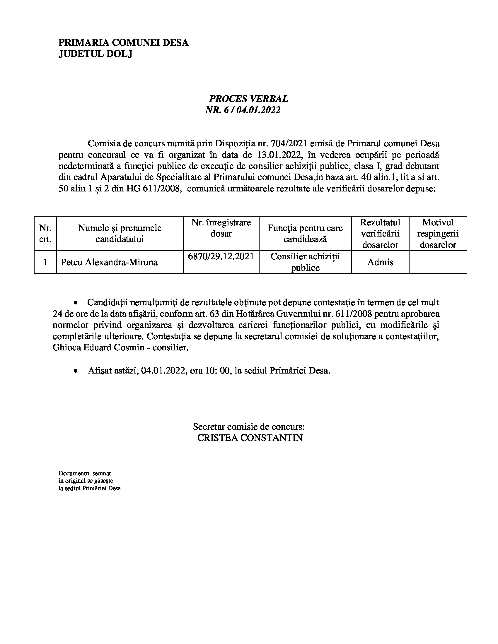 PV selectie dosare concurs 